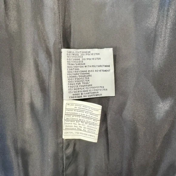 Via Spiga Black Trench Coat with Faux Fur Collar - Picture 9 of 10